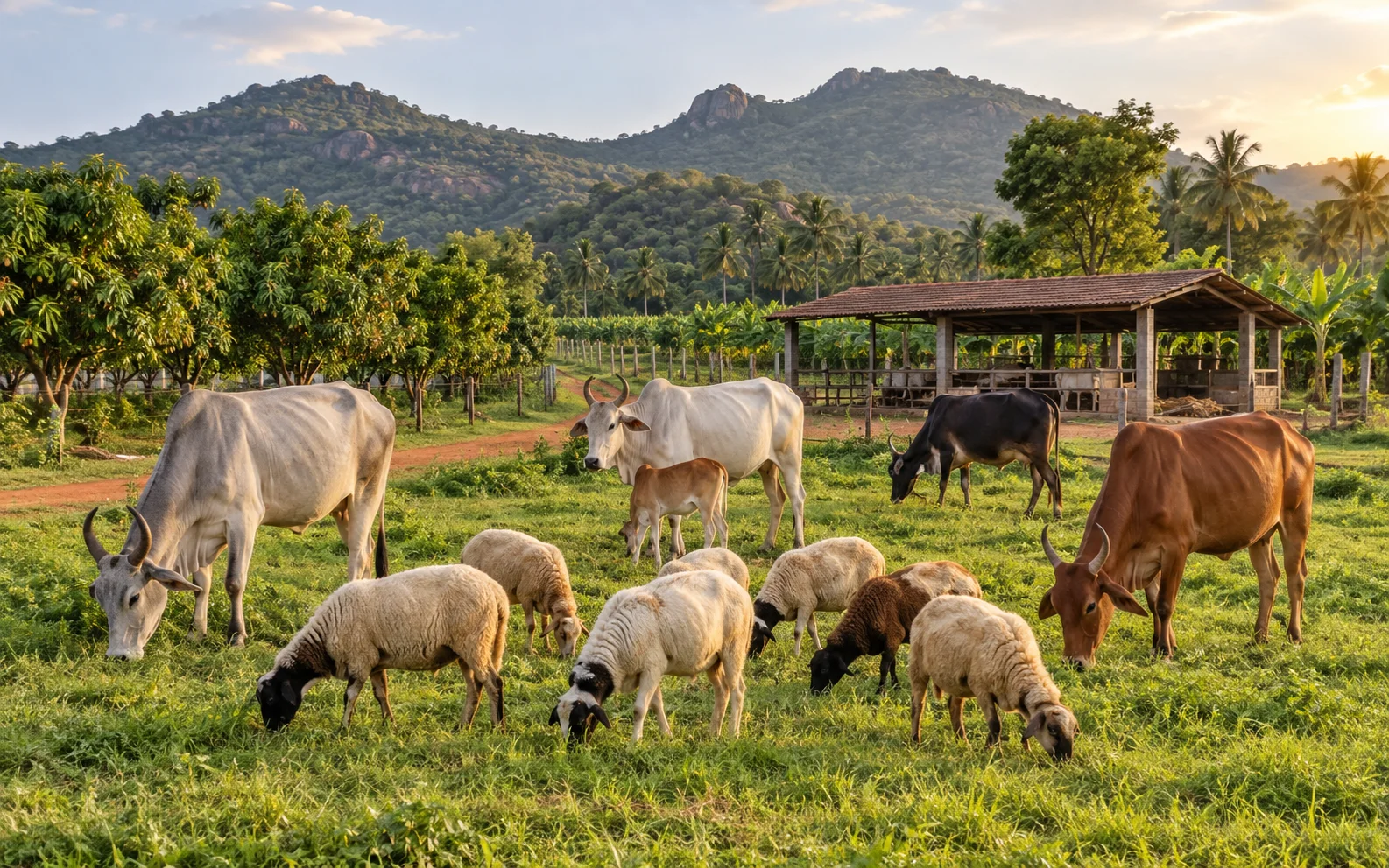 Cattle and sheep rearing at Krushi Bhoomi